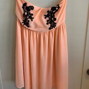 Peach strapless Dress